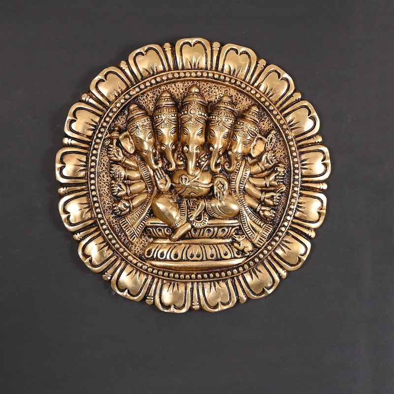 Brass Superfine Panchmukhi Ganesha Wall Hanging (11.5 Inch) Vedansh Craft
