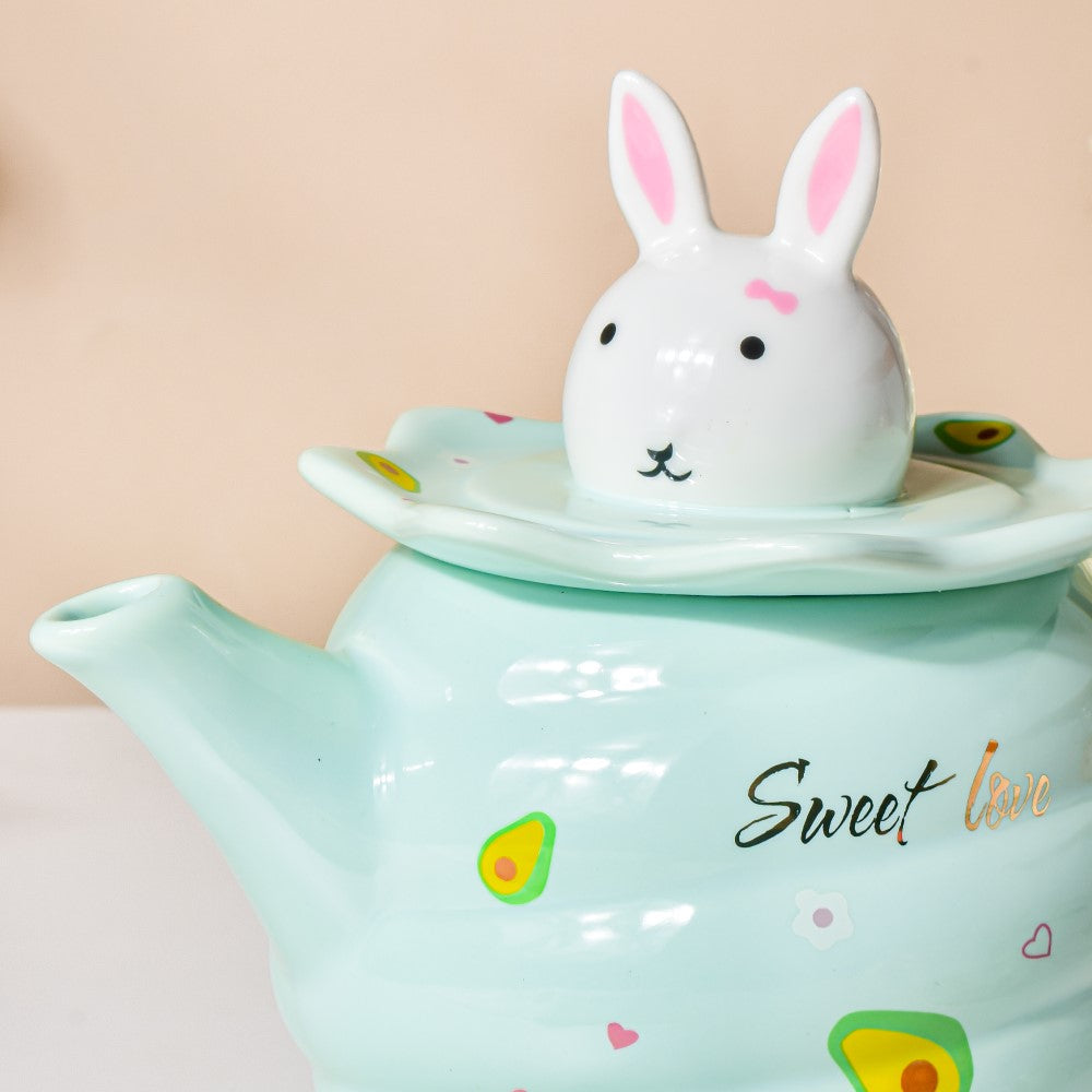 Bunny Tea Cup And Kettle Mint Green Nestasia