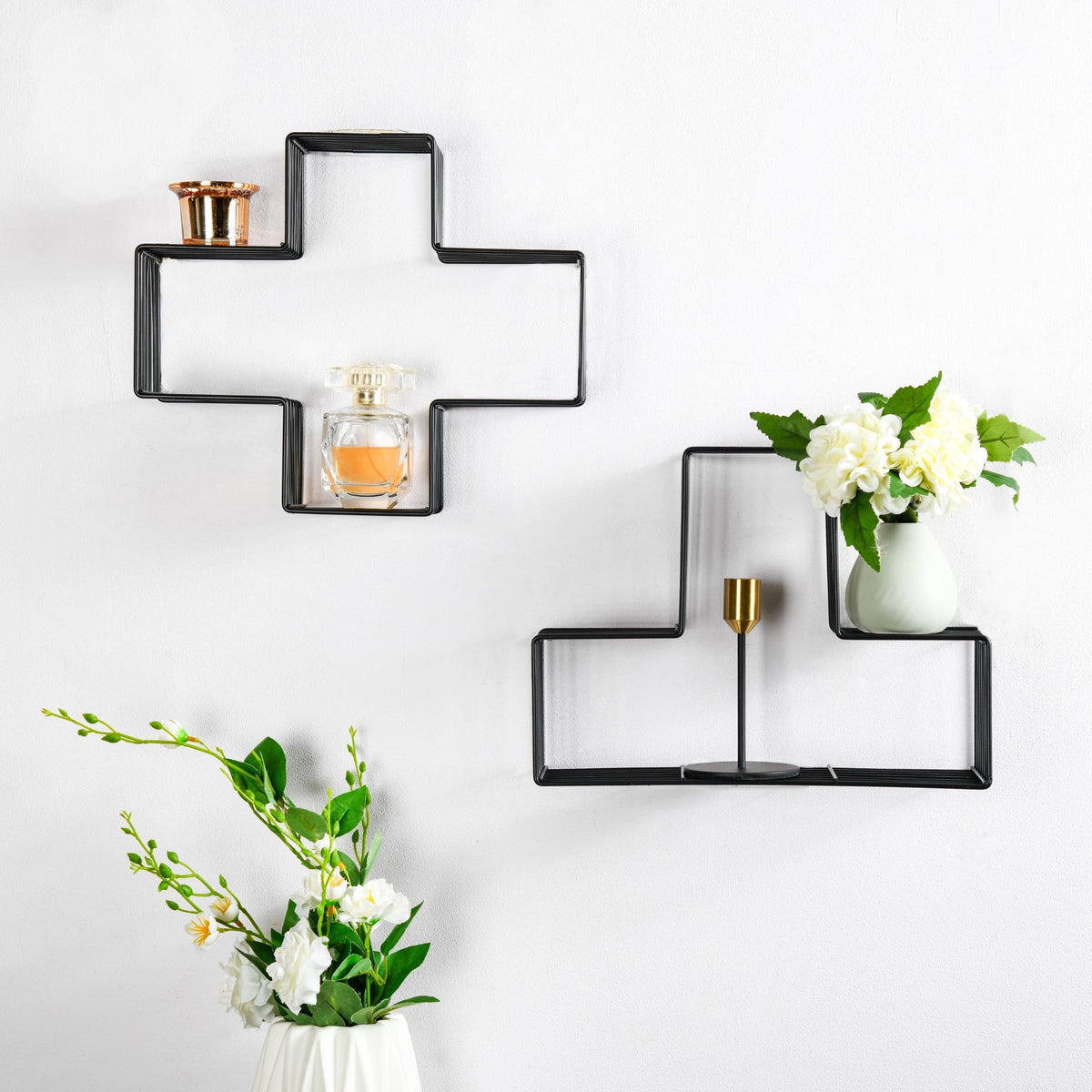 Wooden Hanging Shelf - Black Nestasia