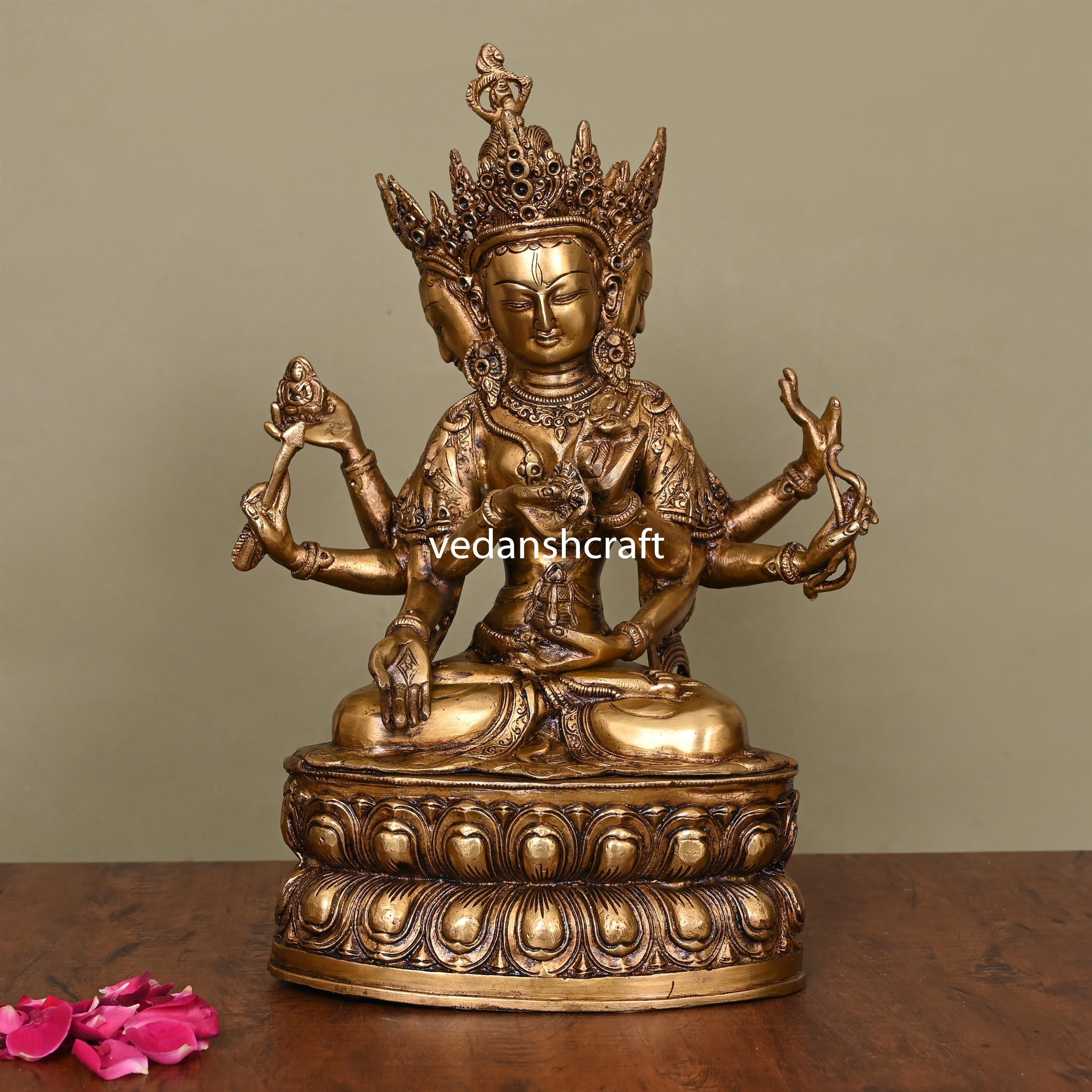 Brass Three Face Tara Idol (14.5 Inch) Vedansh Craft
