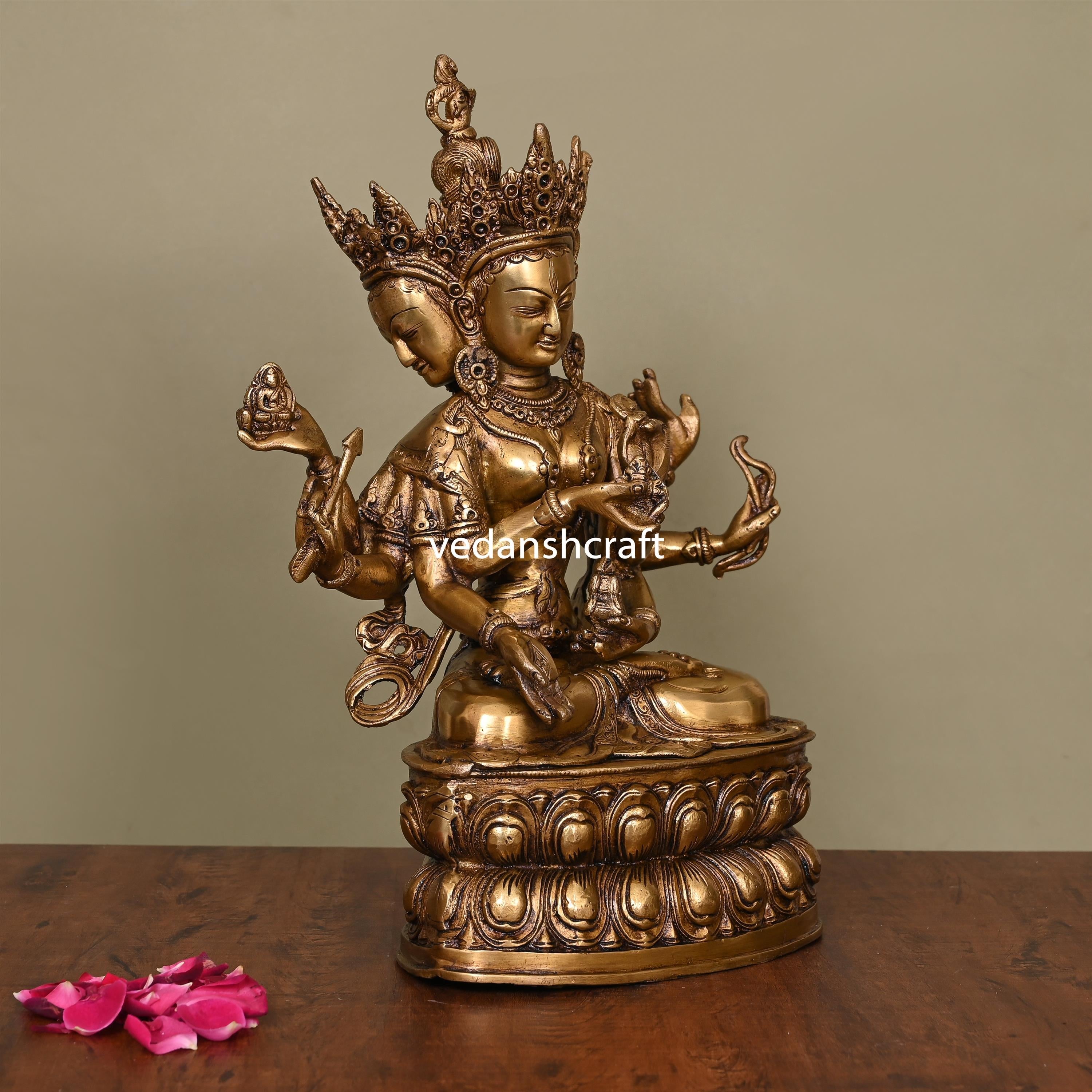 Brass Three Face Tara Idol (14.5 Inch) Vedansh Craft