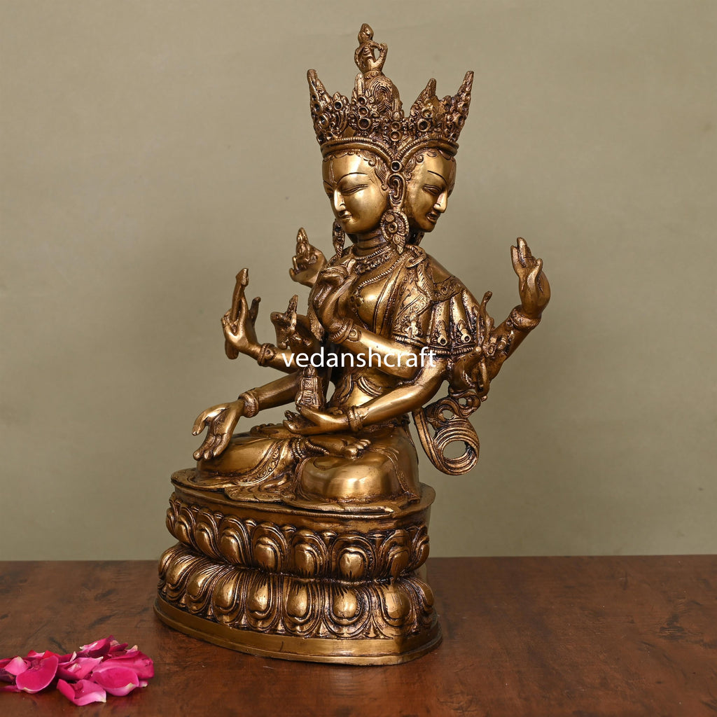 Brass Three Face Tara Idol (14.5 Inch) Vedansh Craft