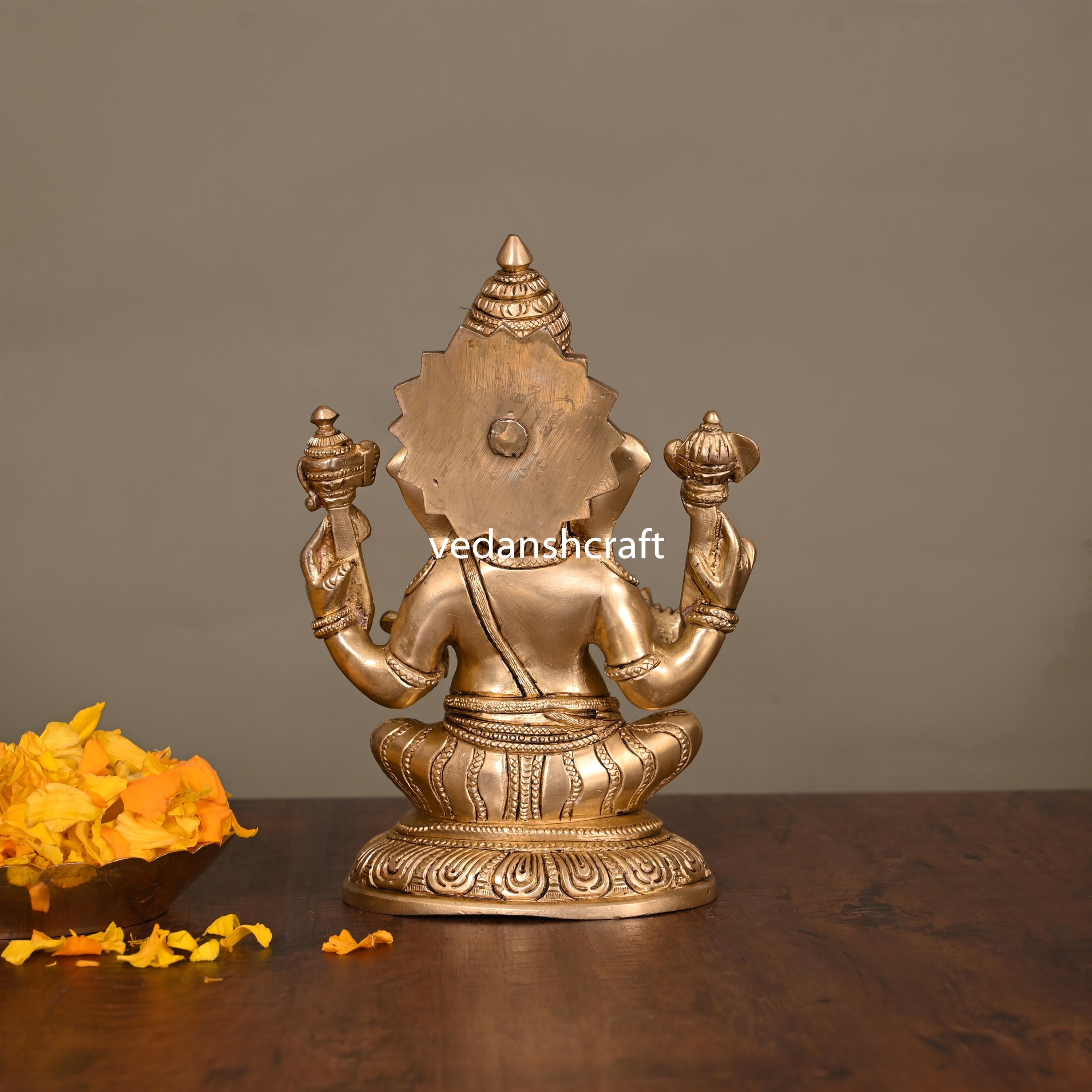 Brass Lord Sitting Ganesha Idol (7.5 Inch) Vedansh Craft