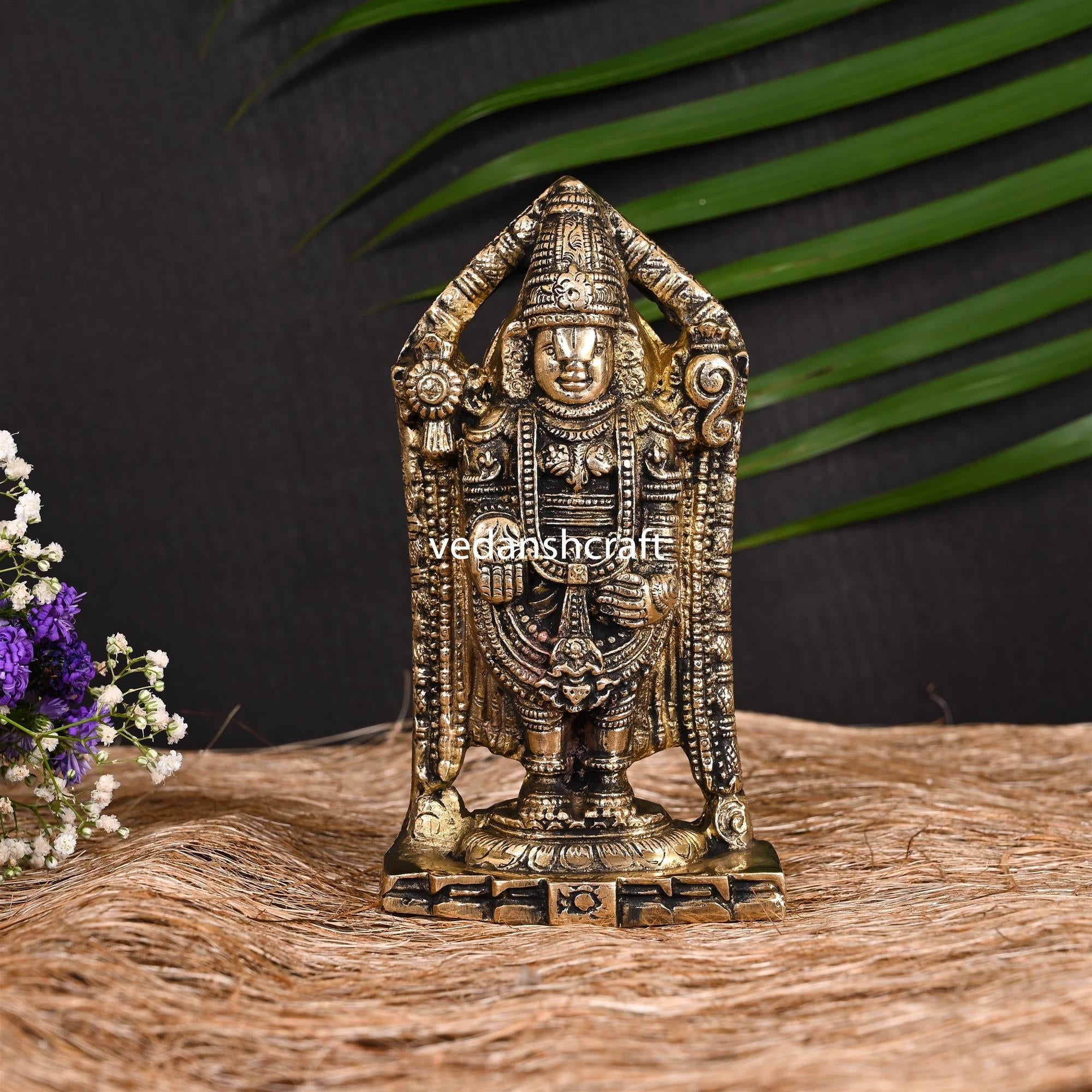 Brass Tirupati Balaji/Venkateshwar Idol (6.5 Inch) Vedansh Craft