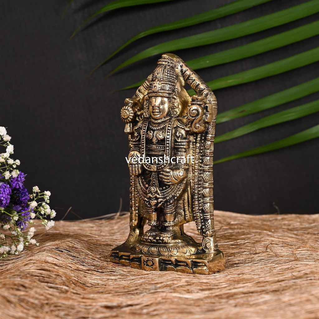 Brass Tirupati Balaji/Venkateshwar Idol (6.5 Inch) Vedansh Craft