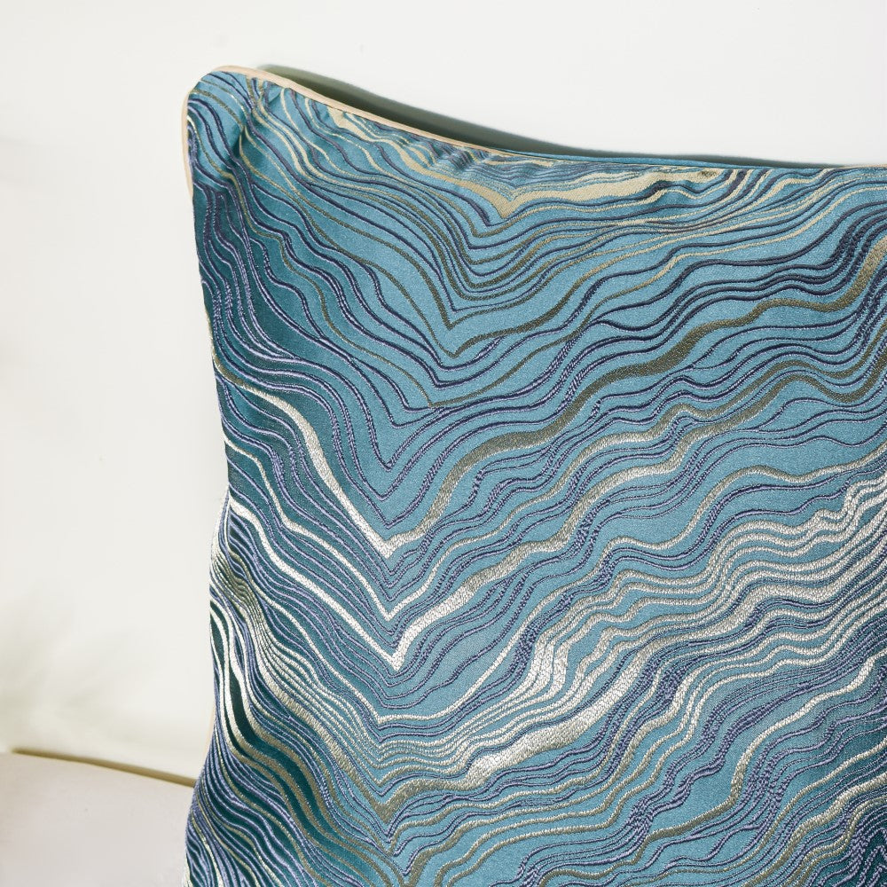 Luxury Embroidered Cushion Cover Green Set of 2 17x17 Inch Nestasia
