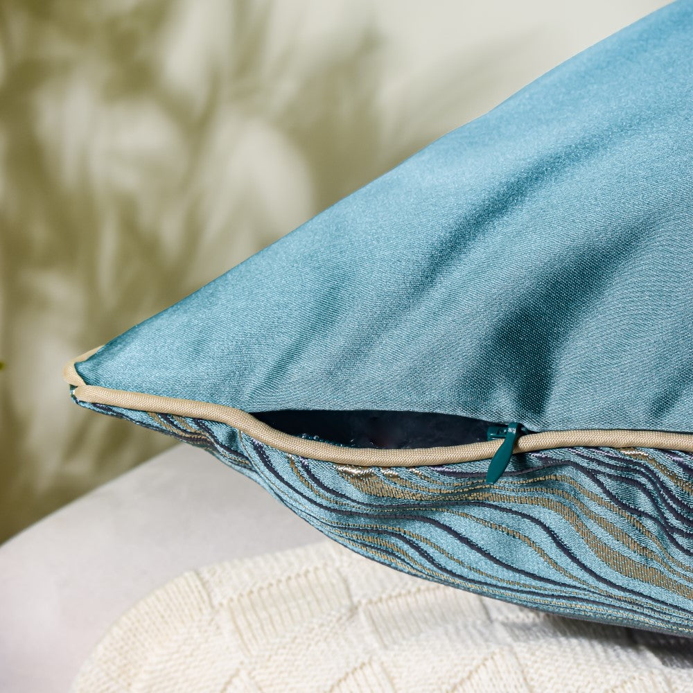 Luxury Embroidered Cushion Cover Green Set of 2 17x17 Inch Nestasia