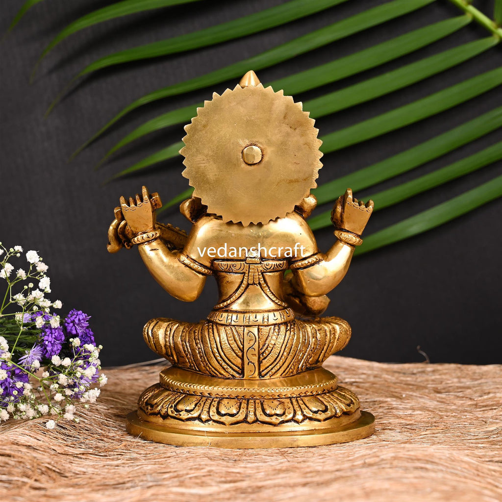 Brass Superfine Goddess Sitting Saraswati Idol (7.5 Inch) Vedansh Craft