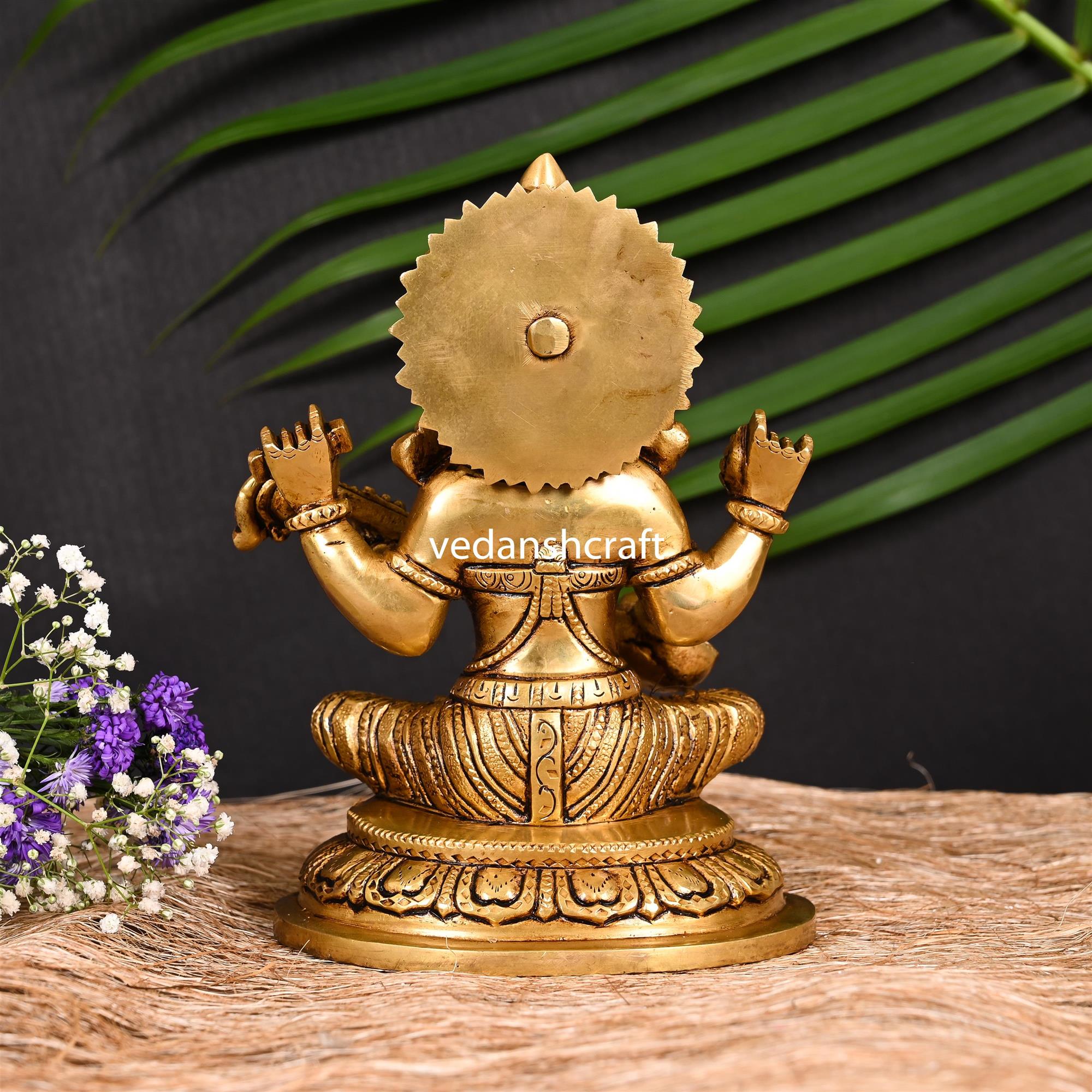 Brass Superfine Goddess Sitting Saraswati Idol (7.5 Inch) Vedansh Craft