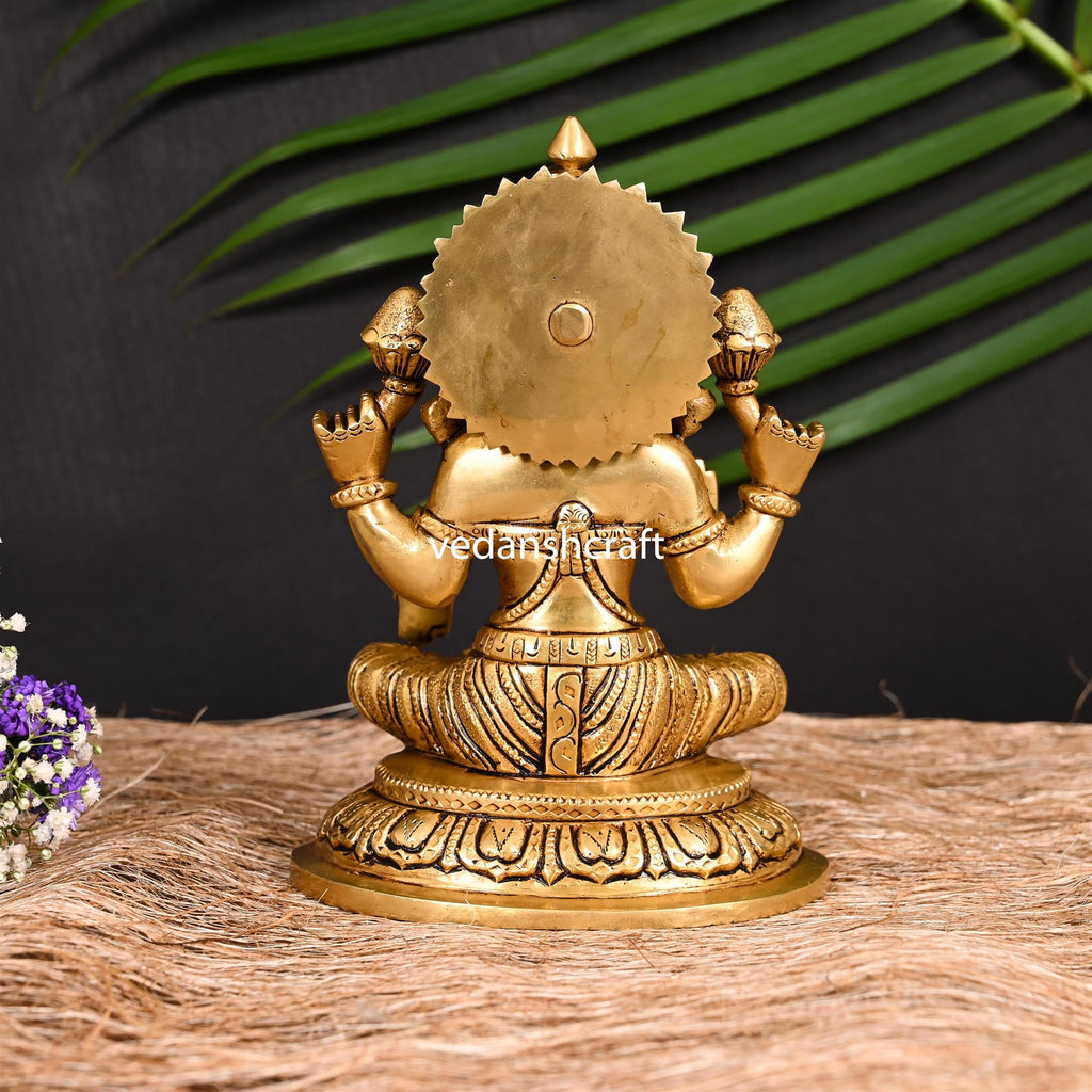 Brass Superfine Goddess Sitting Lakshmi Idol (7.5 Inch) Vedansh Craft