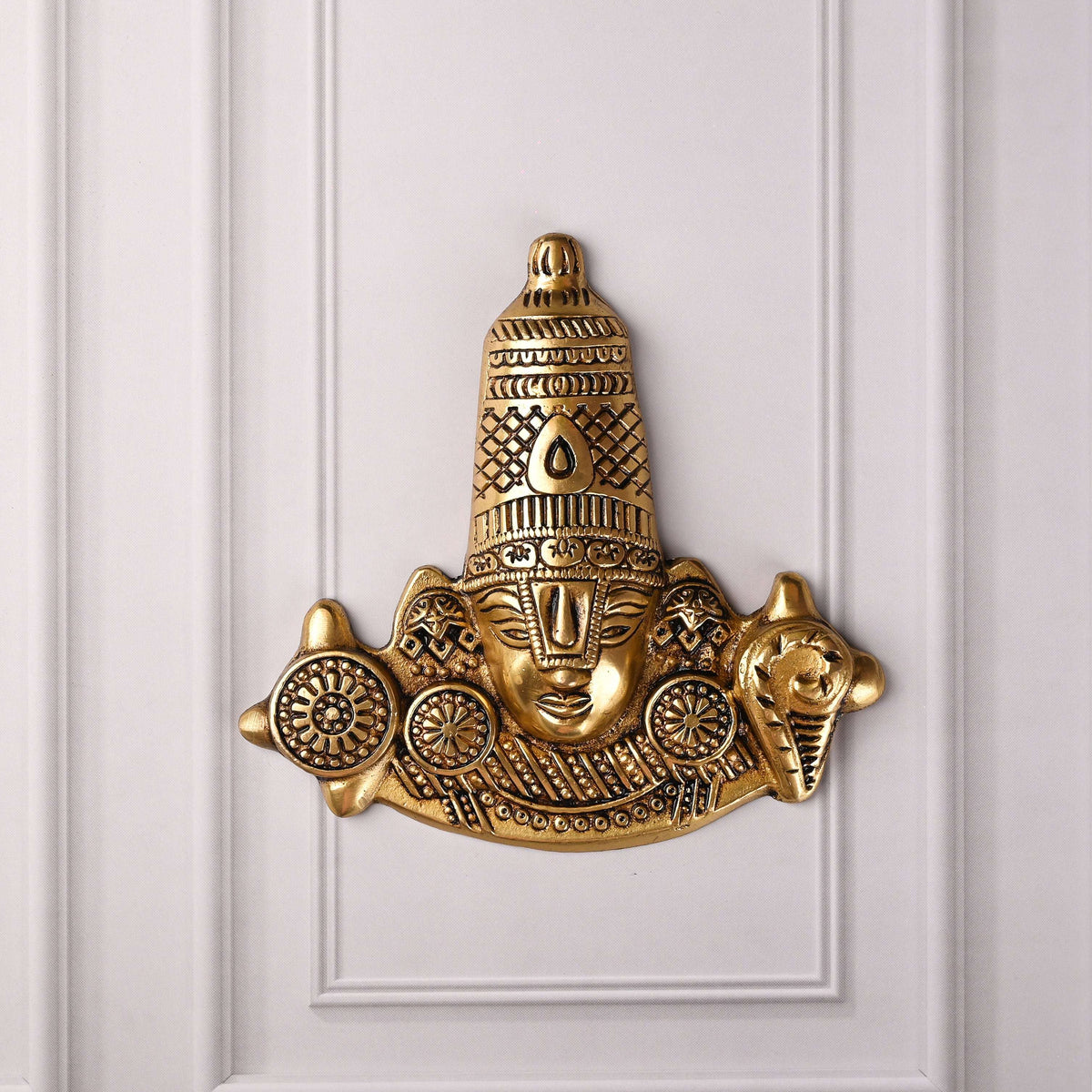 Brass Handcrafted Tirupati Balaji/Venkateshwar Face Wall Hanging (6 Inch) Vedansh Craft
