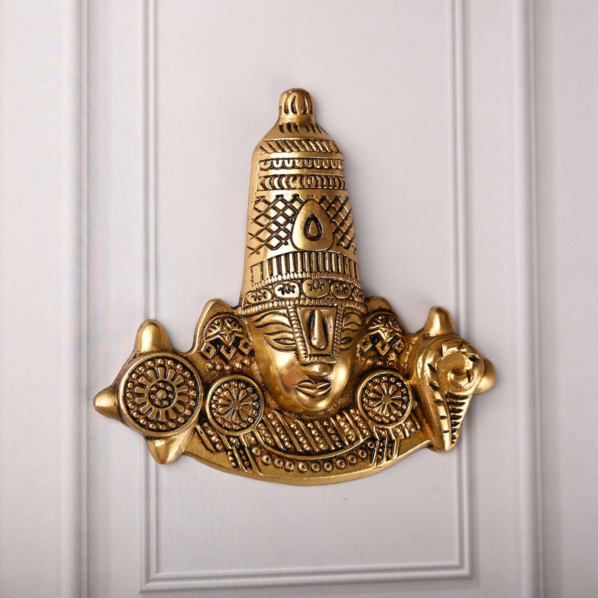 Brass Handcrafted Tirupati Balaji/Venkateshwar Face Wall Hanging (6 Inch) Vedansh Craft