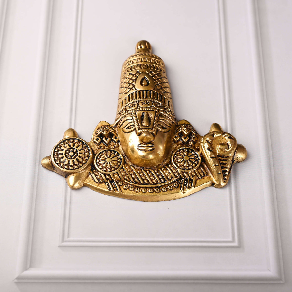 Brass Handcrafted Tirupati Balaji/Venkateshwar Face Wall Hanging (6 Inch) Vedansh Craft