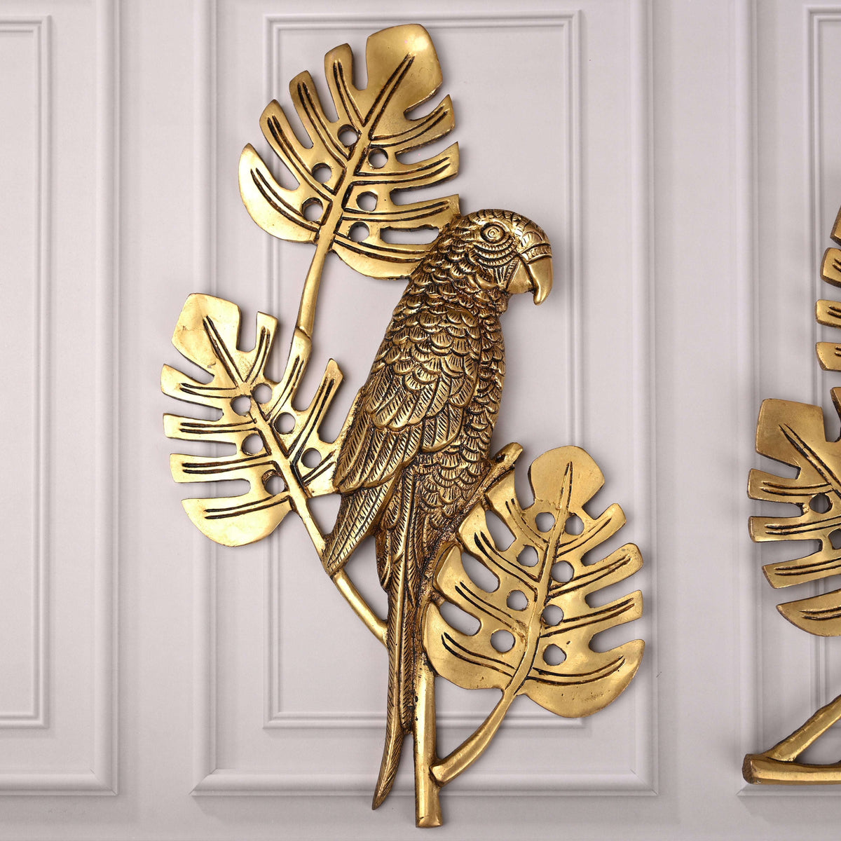 Brass Handcrafted Parrot Wall Hanging Pair – Traditional Brass Decor (12.5 Inch) Vedansh Craft