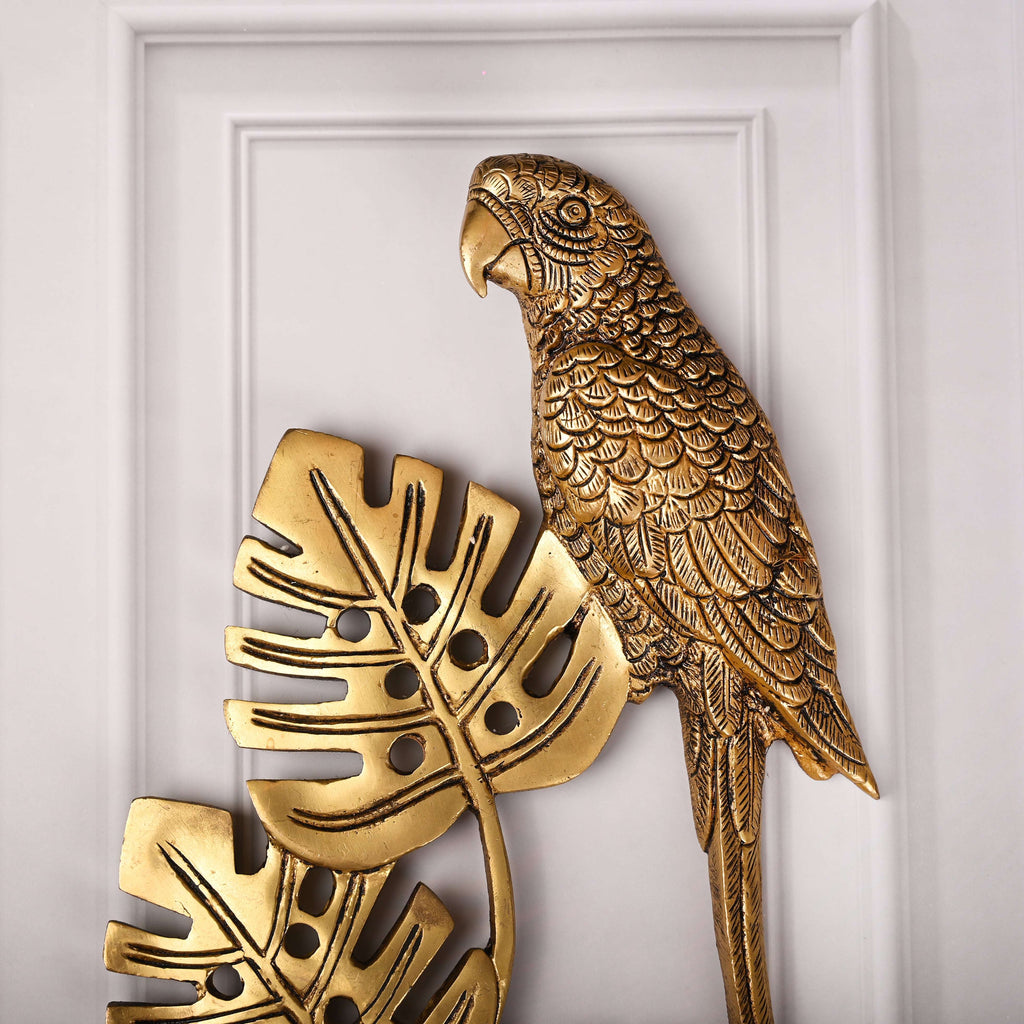 Brass Handcrafted Parrot Wall Hanging Pair – Traditional Brass Decor (12.5 Inch) Vedansh Craft