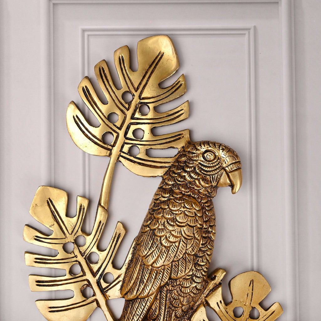 Brass Handcrafted Parrot Wall Hanging Pair – Traditional Brass Decor (12.5 Inch) Vedansh Craft