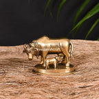 Brass Kamdhenu Cow With Calf Idol (2.5 Inch) Vedansh Craft