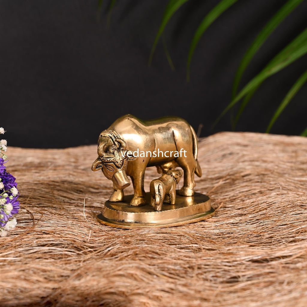 Brass Kamdhenu Cow With Calf Idol Vedansh Craft