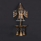 Brass Ganesha With Diya & Bell Wall Hanging (9 Inch) Vedansh Craft