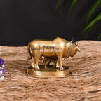 Brass Kamdhenu Cow With Calf Idol (2.5 Inch) Vedansh Craft