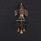 Brass Ganesha With Diya & Bell Wall Hanging (9 Inch) Vedansh Craft