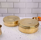 Brass Handcrafted Hammered Chapati/Roti Box Pack of Three (9.4 Inch) Vedansh Craft