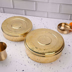 Brass Handcrafted Hammered Chapati/Roti Box Pack of Three (9.4 Inch) Vedansh Craft