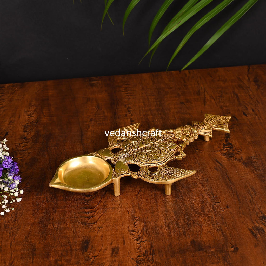 Brass Peacock Pooja Spoon (11 Inch) Vedansh Craft