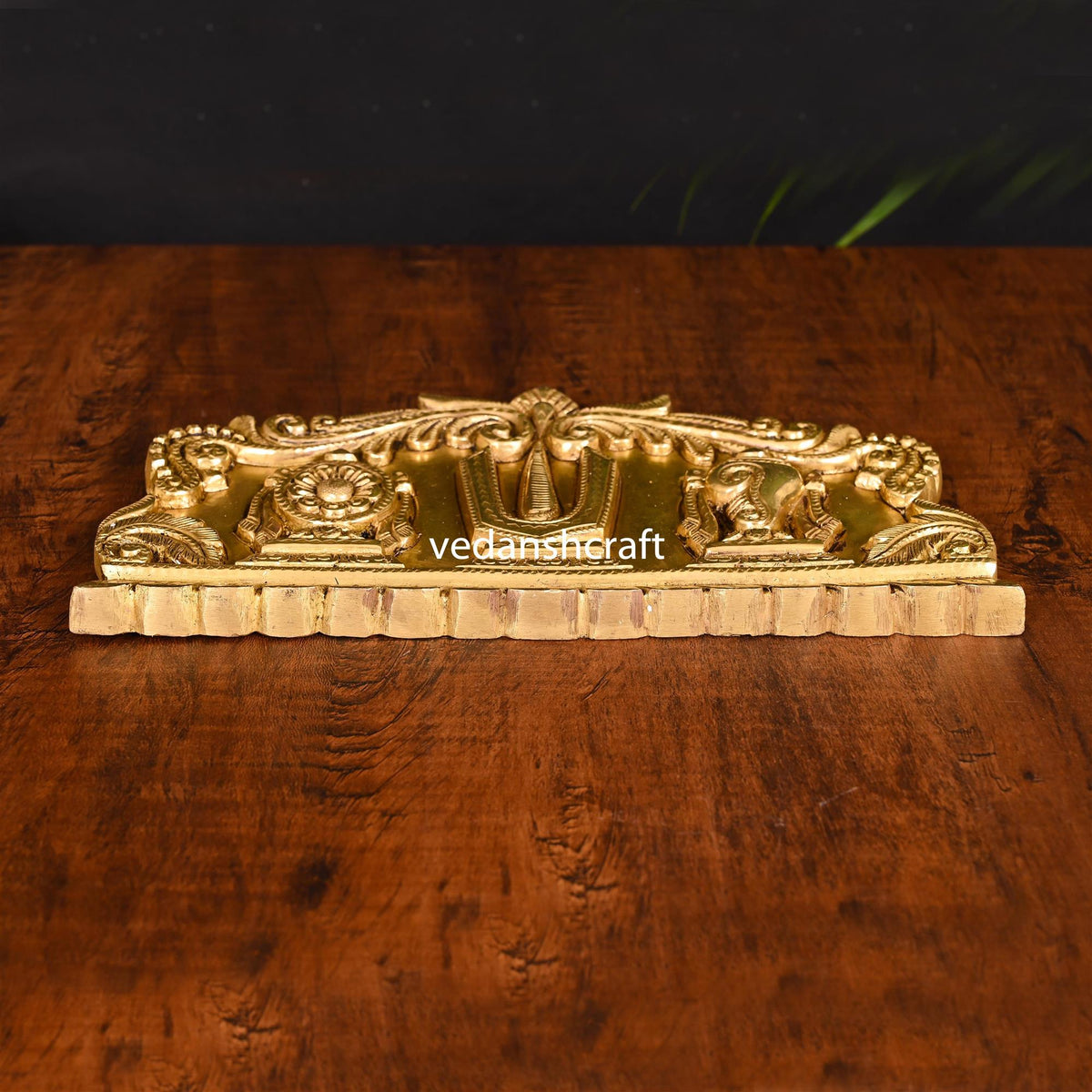 Brass Shankh Chakra Namah Wall Hanging (5 Inch) Vedansh Craft