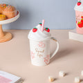 Strawberry Coffee Mug With Lid And Straw 380 ml Nestasia