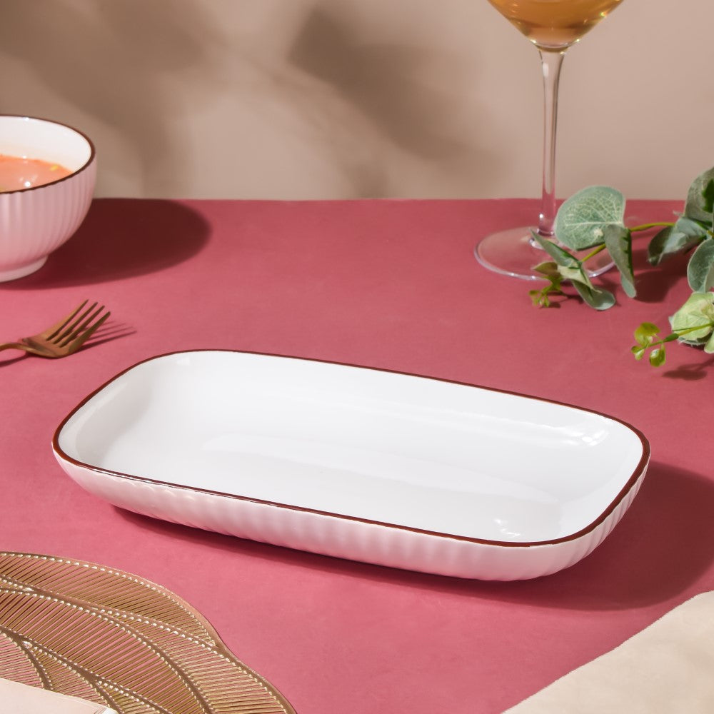 Dune Rectangle Serving Plate Pink 10 Inch Nestasia