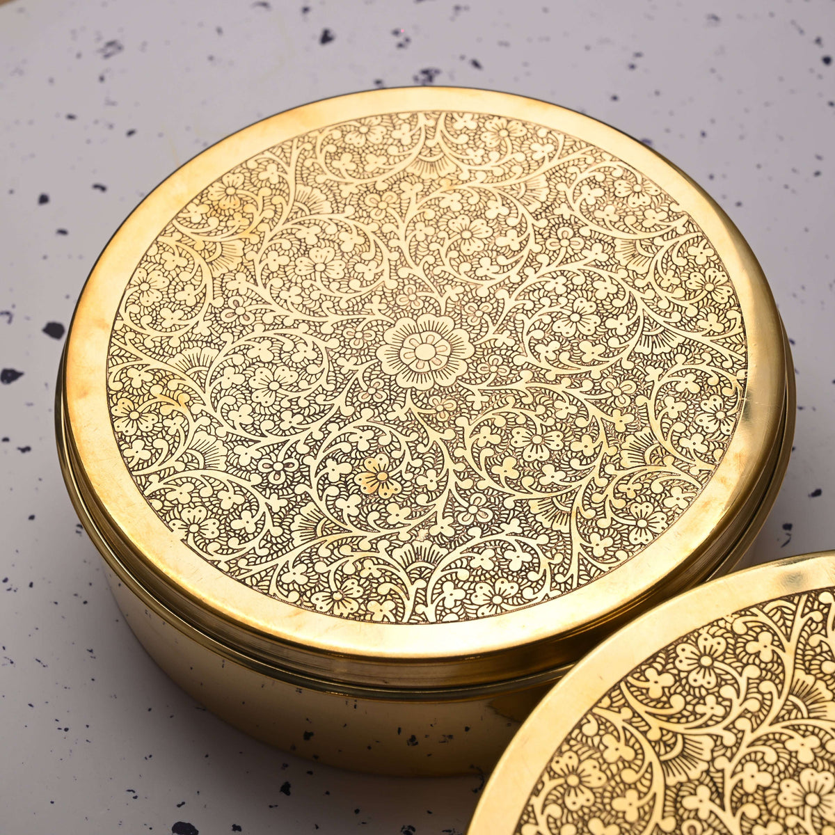 Brass Handcrafted Chapati/Roti Box Set of Three – Traditional Brassware (9.4 Inch) Vedansh Craft