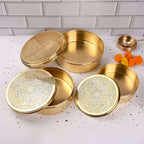 Brass Handcrafted Chapati/Roti Box Set of Three – Traditional Brassware (9.4 Inch) Vedansh Craft