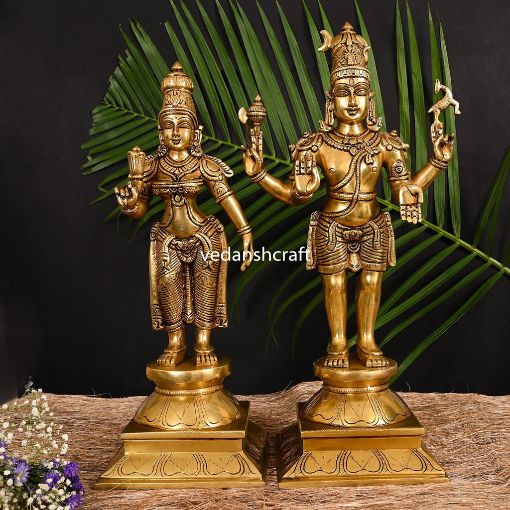 Brass Standing Shiva Parvati Superfine Idols Vedansh Craft