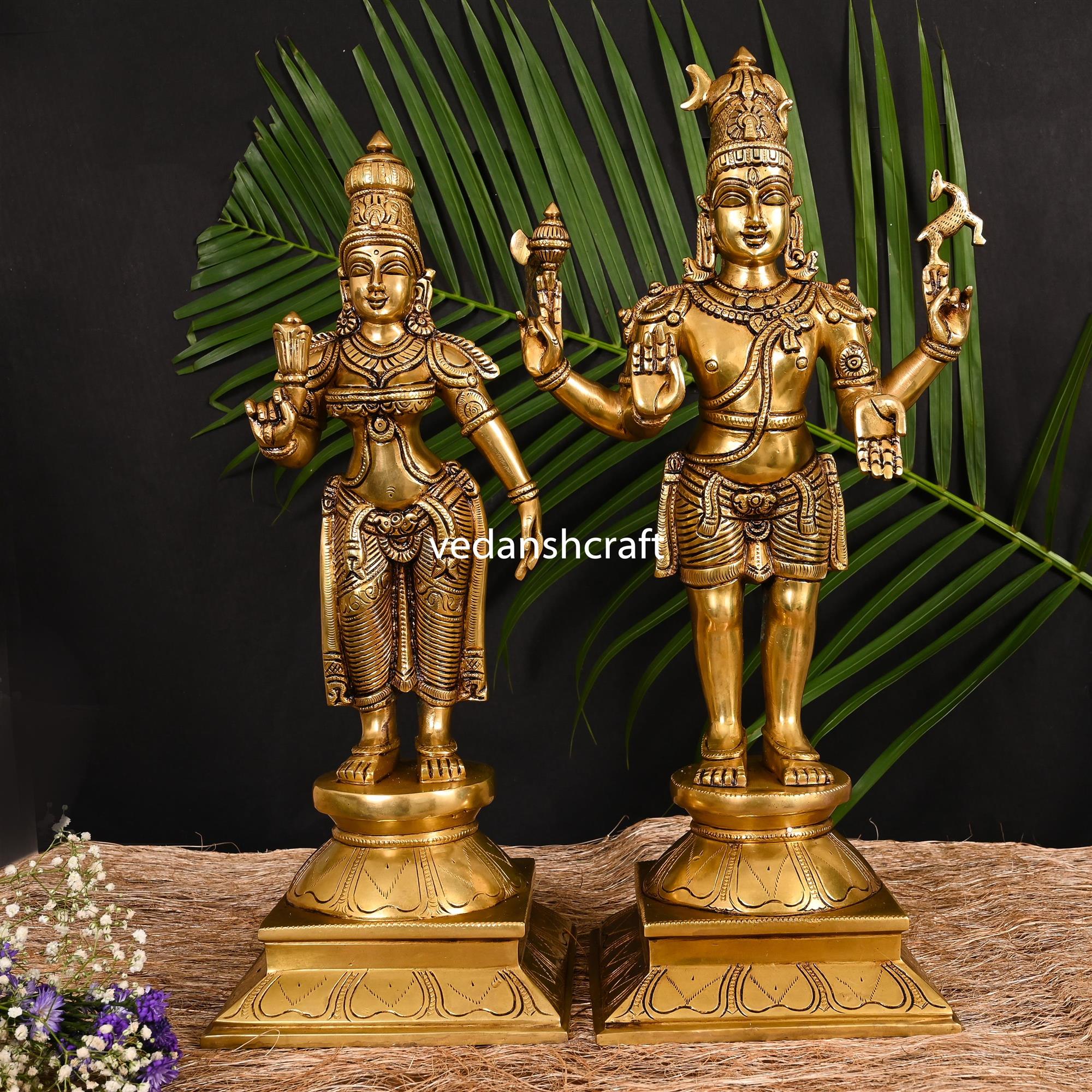 Brass Standing Shiva Parvati Superfine Idols Vedansh Craft