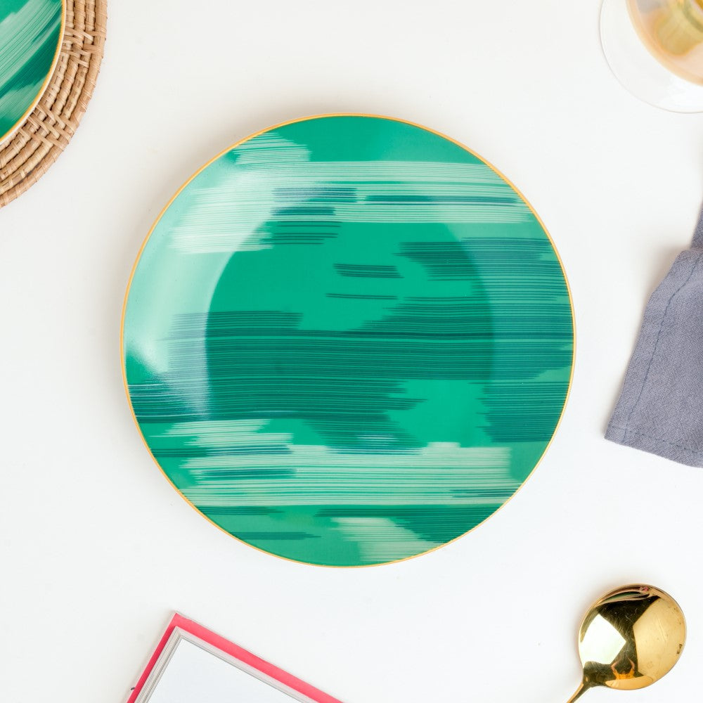 Jazz Decal Ceramic Snack Plate Green 8 Inch Nestasia