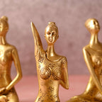 Brass Yoga Lady Figurines Set of Three (7 Inch) Vedansh Craft