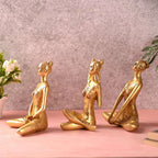 Brass Yoga Lady Figurines Set of Three (7 Inch) Vedansh Craft