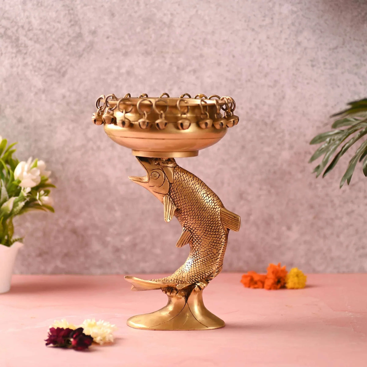 Brass Fish Urli (10 Inch) Vedansh Craft