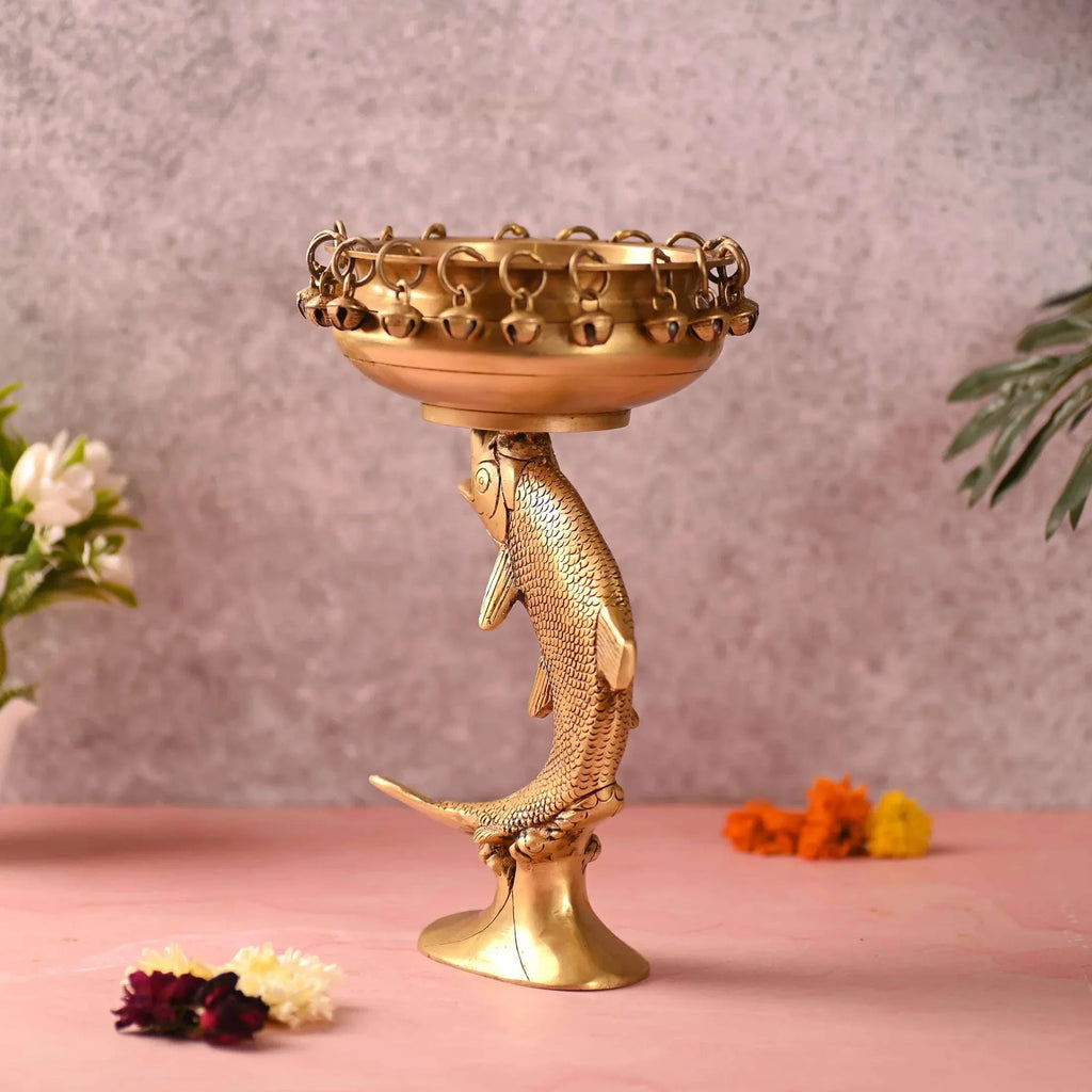 Brass Fish Urli (10 Inch) Vedansh Craft