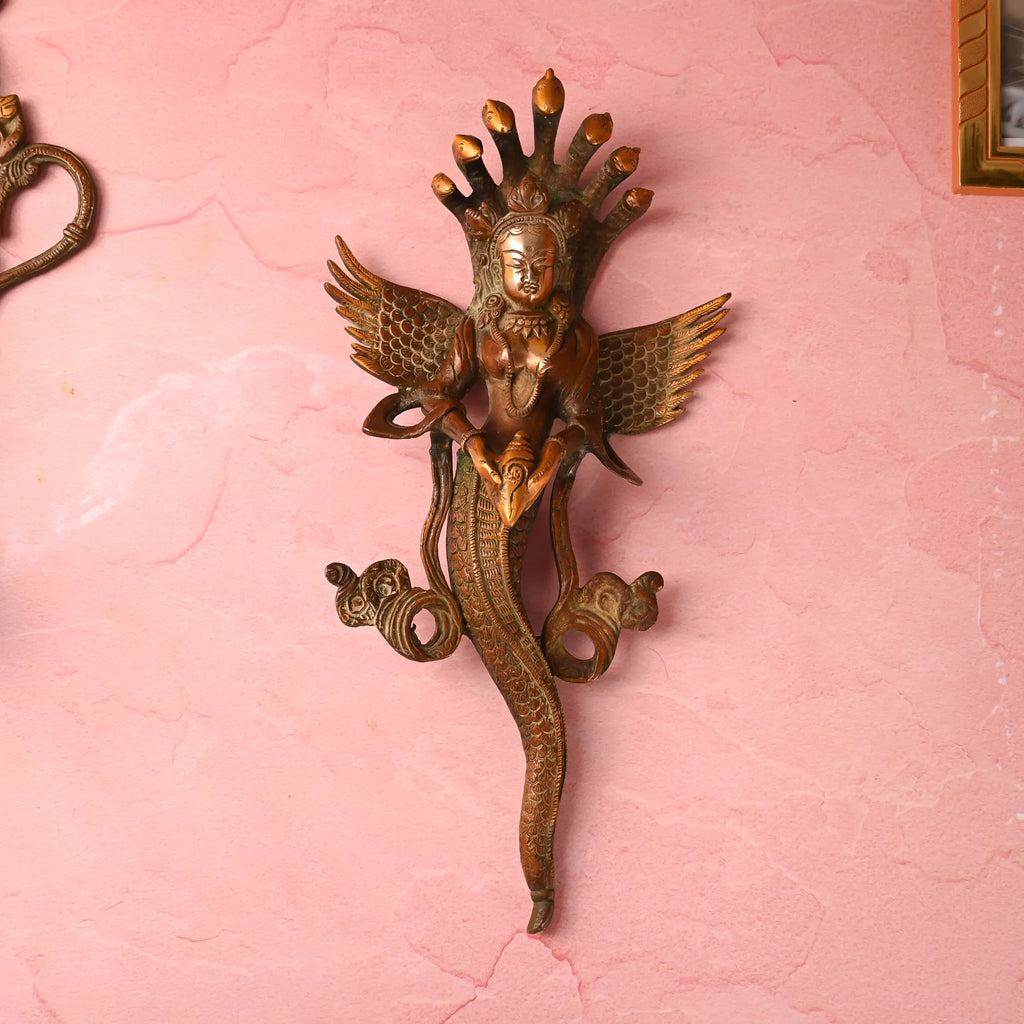Brass Naag Kanya Wall Hanging Idol (13.5 Inch) Vedansh Craft
