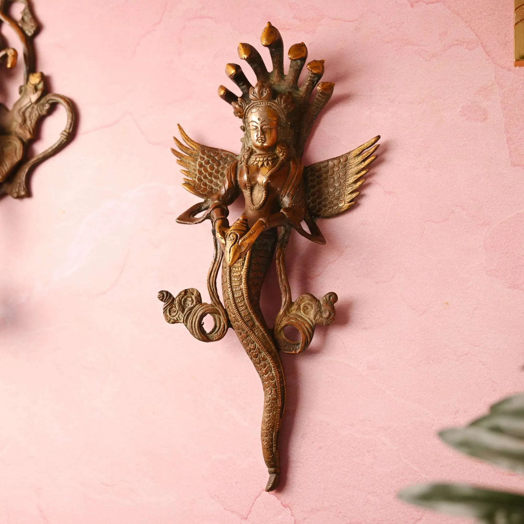 Brass Naag Kanya Wall Hanging Idol (13.5 Inch) Vedansh Craft