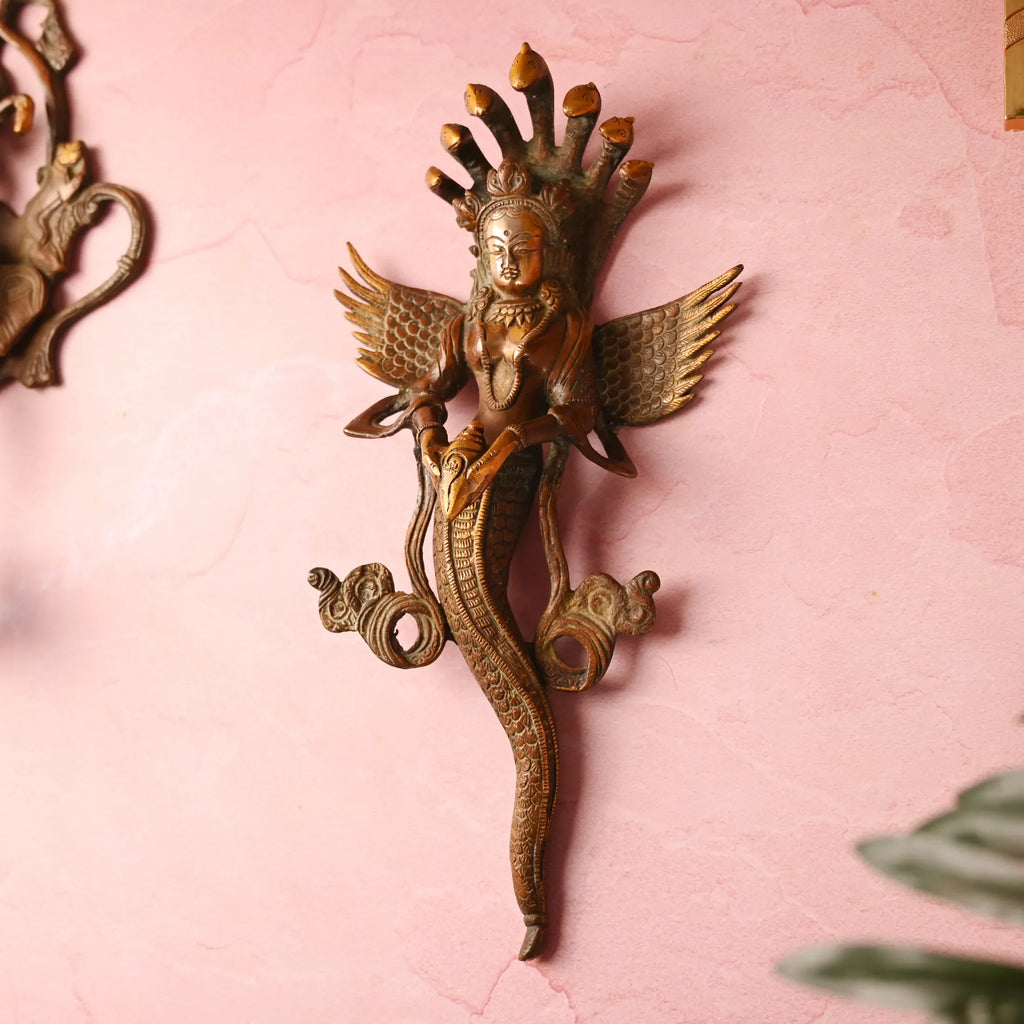 Brass Naag Kanya Wall Hanging Idol (13.5 Inch) Vedansh Craft