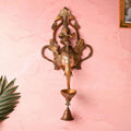Brass Elephant Ganesha Wall Hanging Diya with Bell (16 Inch) Vedansh Craft