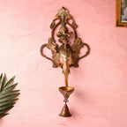 Brass Elephant Ganesha Wall Hanging Diya with Bell (16 Inch) Vedansh Craft