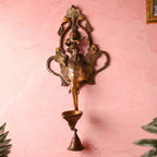 Brass Elephant Ganesha Wall Hanging Diya with Bell (16 Inch) Vedansh Craft