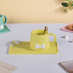 Bow Cup With Rectangular Plate Yellow 260 ml Nestasia