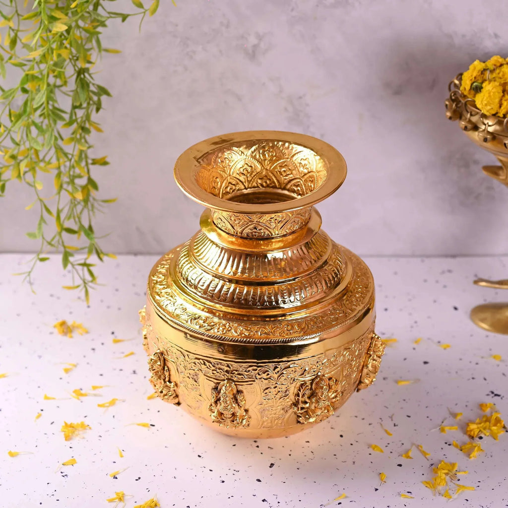 Brass Ashtalakshmi Kodam / Kalash (10 Inch) Vedansh Craft
