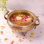 Brass Majestic Peacock Urli (4.5 Inch) Vedansh Craft