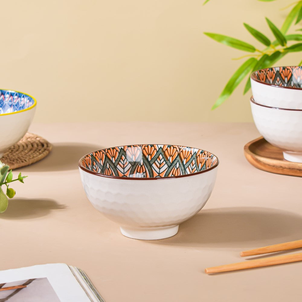 Mandala Snack Bowl & Chopstick Multicolour Set Of 6 Nestasia